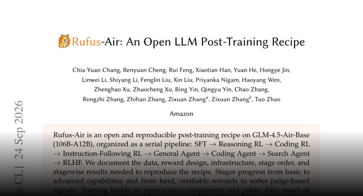 Rufus-Air : recette post-training ouverte sur GLM-4.5-Air-Base